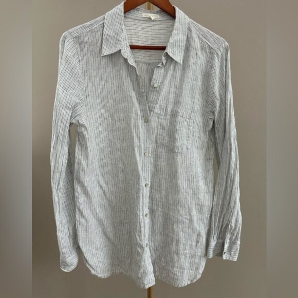Eileen Fisher Striped Linen Button Down Shirt – Size Small - Picture 1 of 10